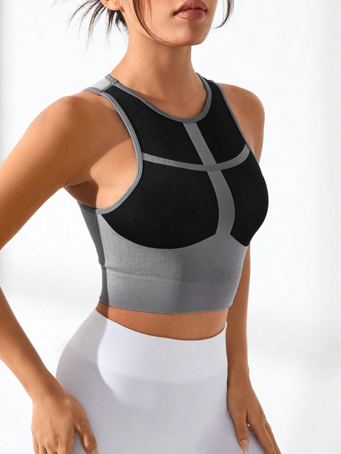 Color Block Round Neck Active Top