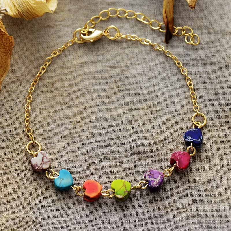 Pulsera de piedra natural con forma de corazón