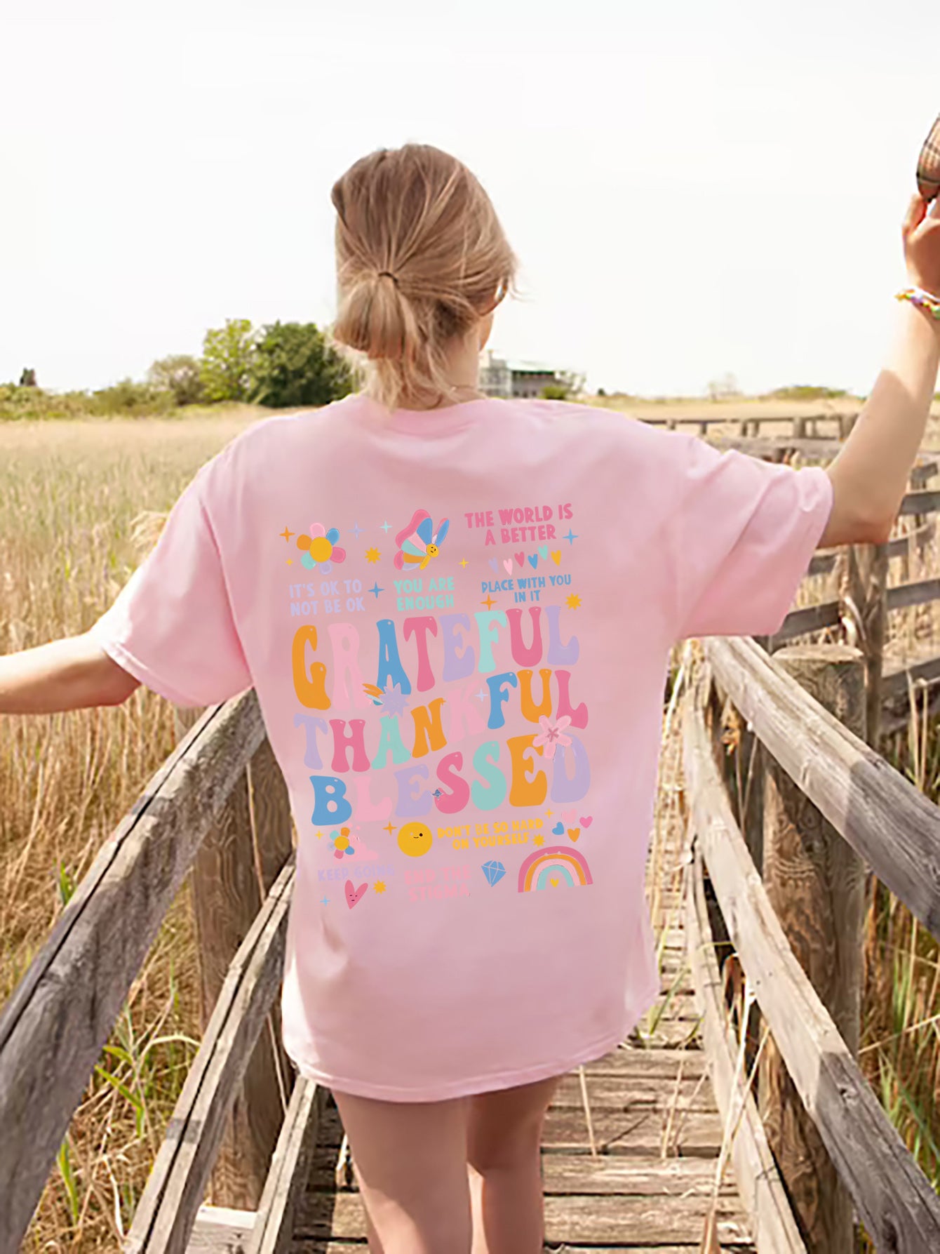 Grateful, thankful, blessed Short Sleeve T-Shirt