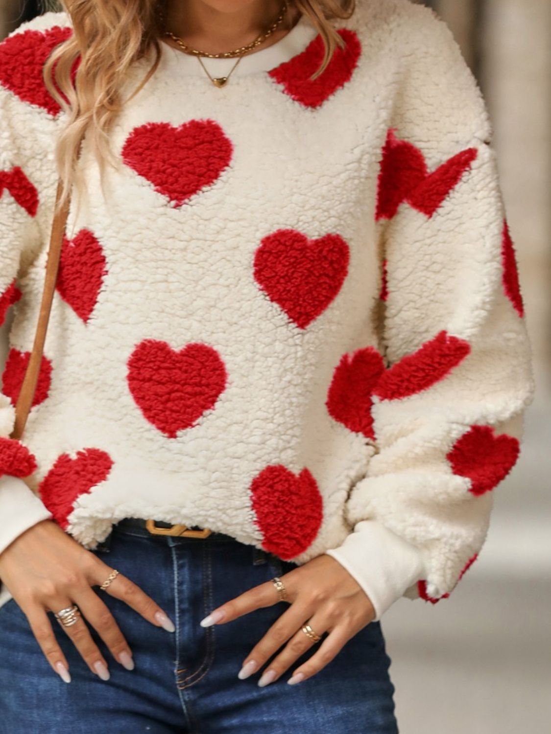 Fuzzy Heart  Sweatshirt