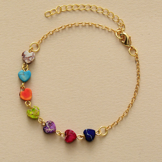 Pulsera de piedra natural con forma de corazón