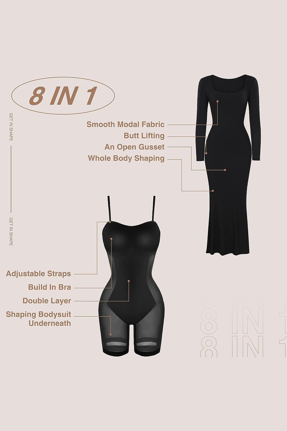 Basic Bae Built-In Shapewear  Long Sleeve Maxi Dress