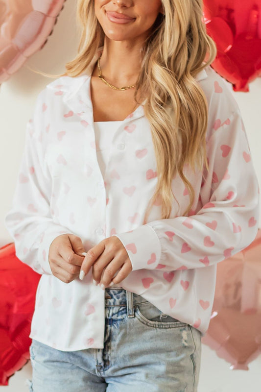 Camisa de manga larga con estampado de corazón
