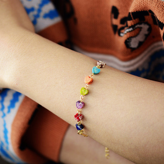Pulsera de piedra natural con forma de corazón