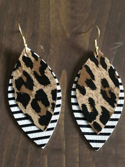 Pendientes colgantes de hojas de cuero