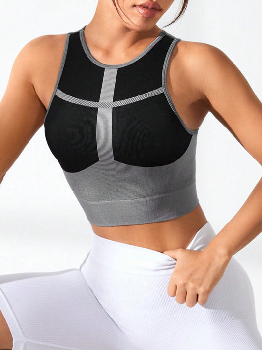 Color Block Round Neck Active Top