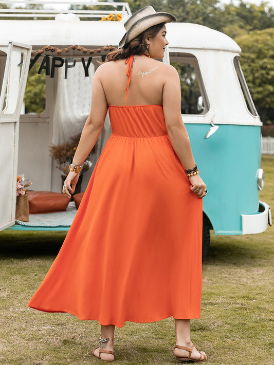 Vestido midi naranja de talla grande