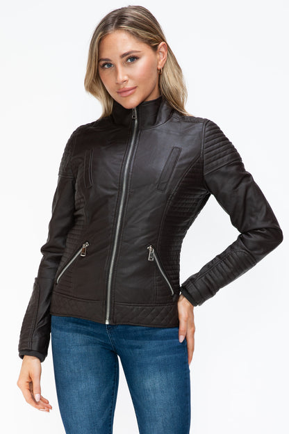 Chaqueta con doble cremallera y capucha afelpada de YMI 