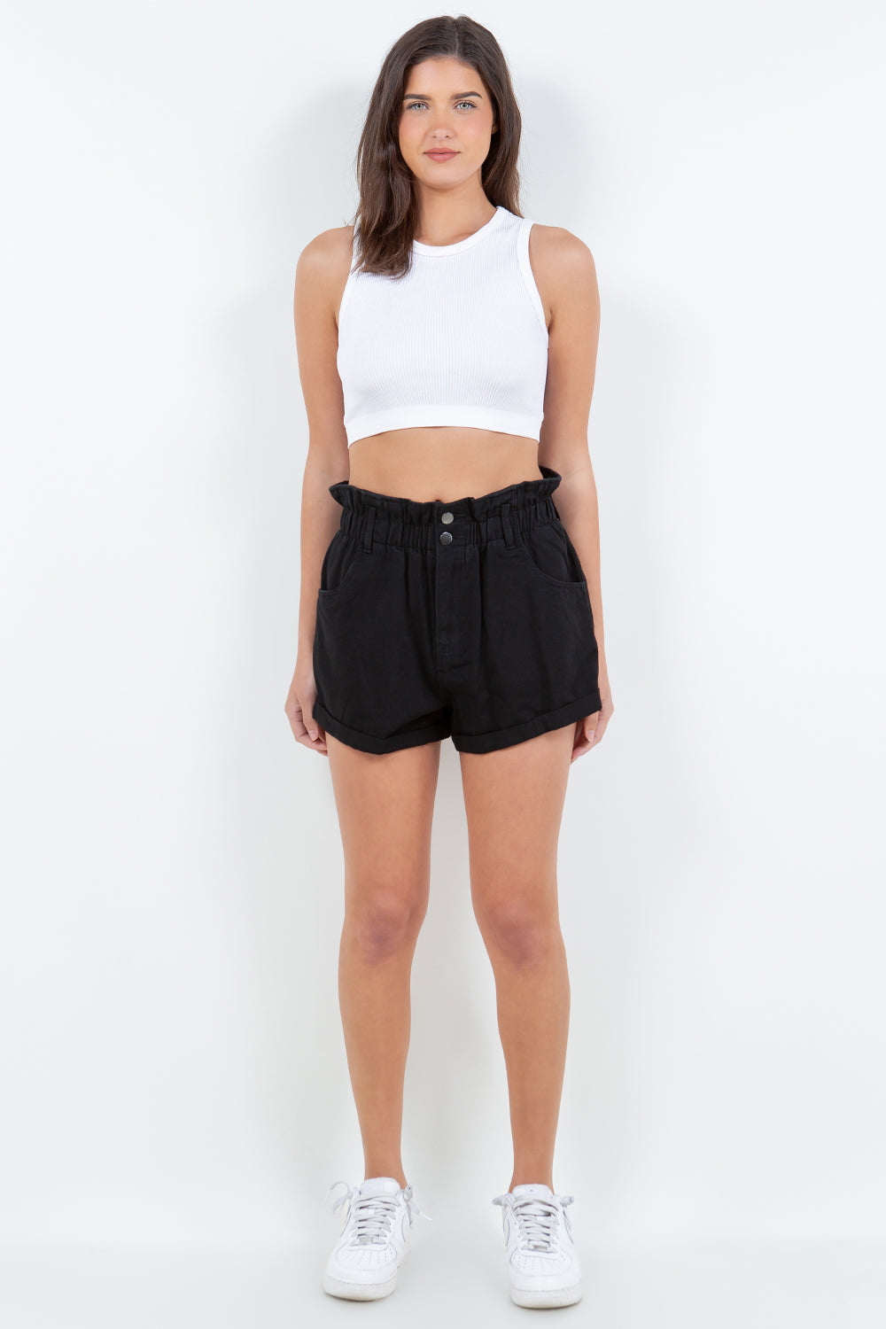 Bazi High Waist Paper Bag Shorts