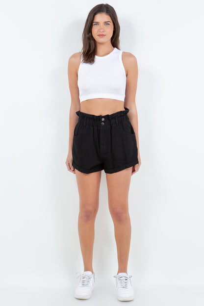 Bazi High Waist Paper Bag Shorts