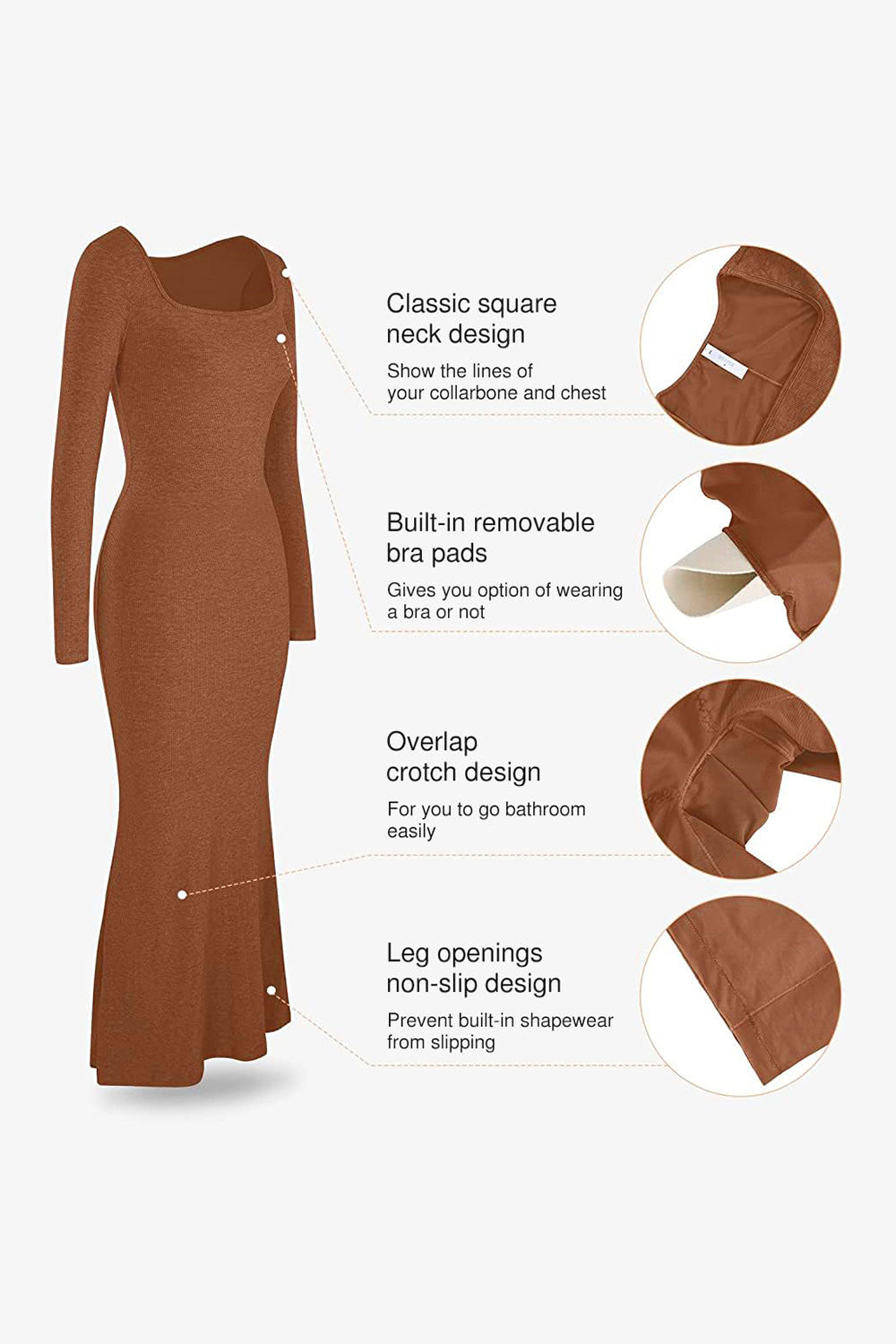 Basic Bae Built-In Shapewear  Long Sleeve Maxi Dress