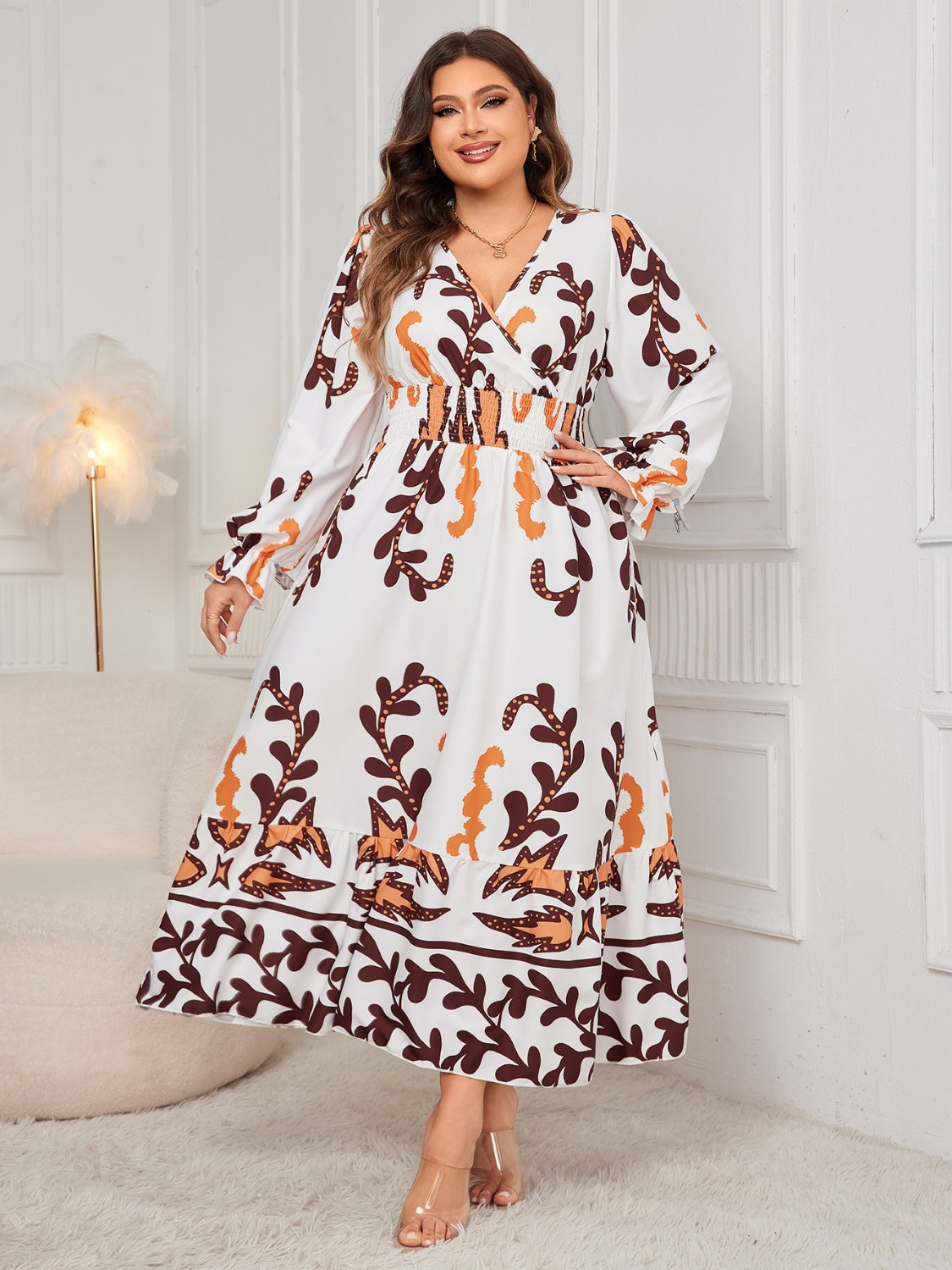 Honey Printed Surplice Dress