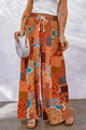 Pantalones anchos con cordón y diseño de patchwork bohemio