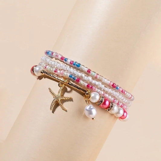 Starfish Beaded Artificial Pearls bracelet