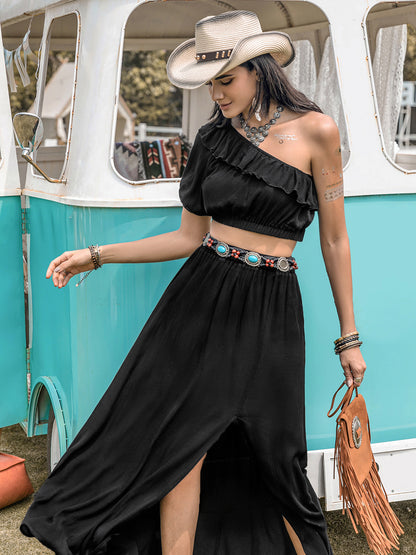 Top and Slit Skirt Set