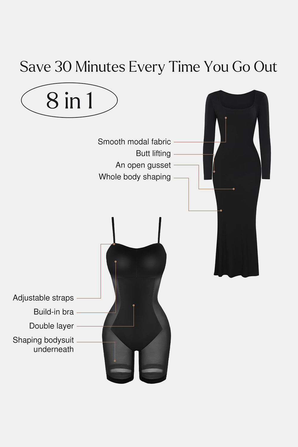 Basic Bae Built-In Shapewear  Long Sleeve Maxi Dress