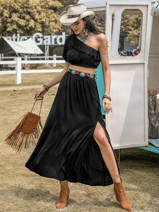 Top and Slit Skirt Set