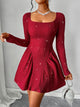 Backless Glitter Long Sleeve Mini Dress
