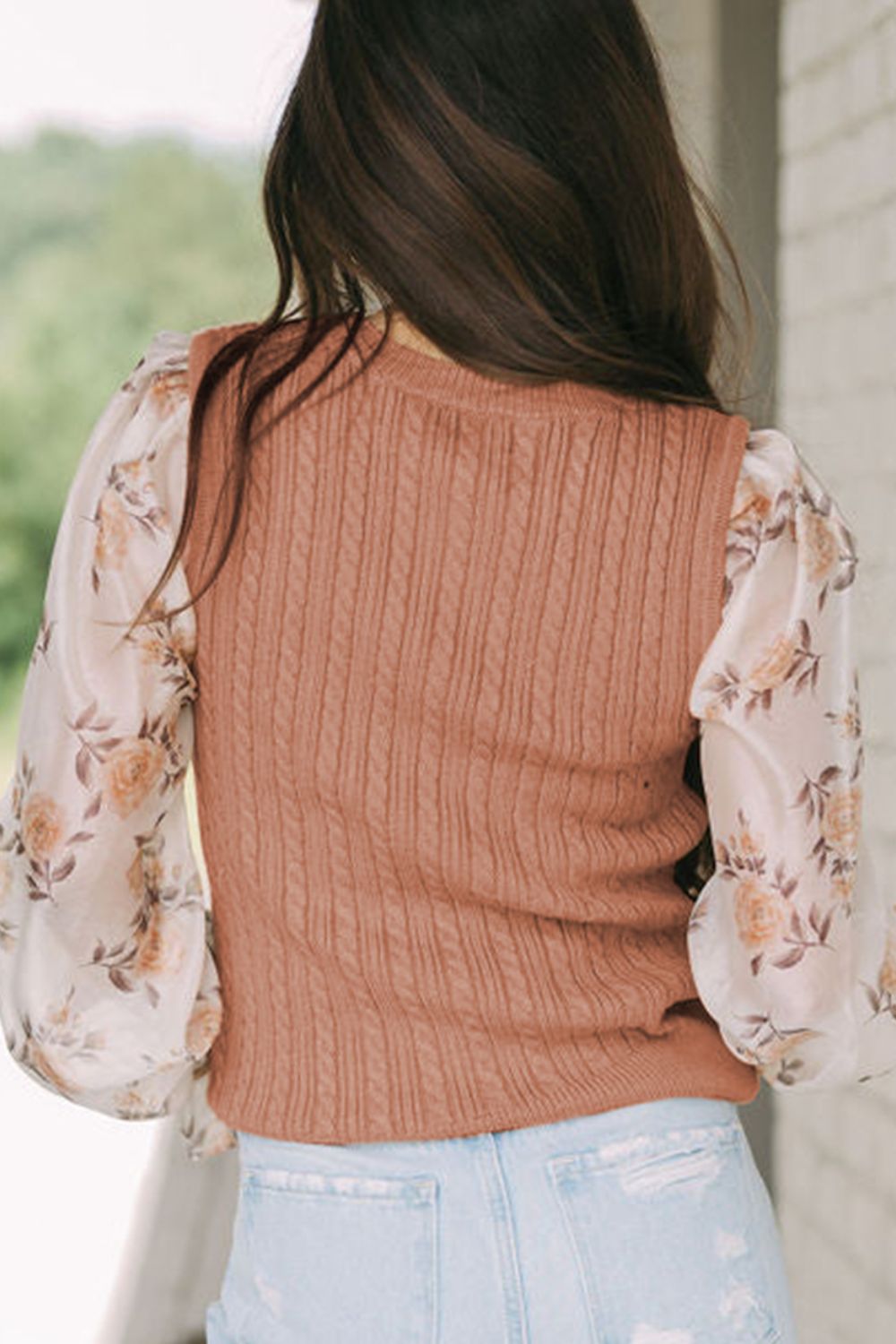 floral flounce sleeve blouse