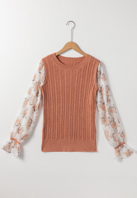 floral flounce sleeve blouse