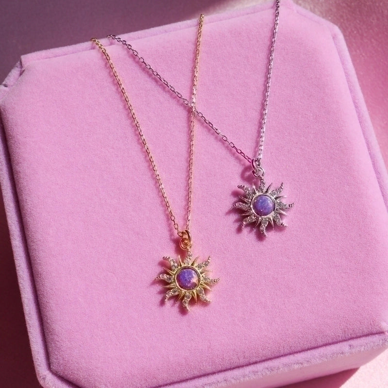 Sun opal rampunzel necklace set